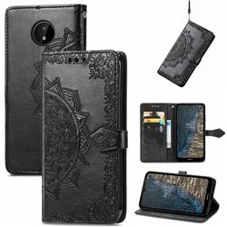 Embossing Imprint Mandala Flower Leather Wallet Case for Nokia C20 - Black