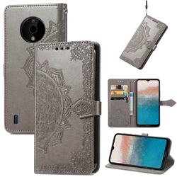 Embossing Imprint Mandala Flower Leather Wallet Case for Nokia C200 - Gray