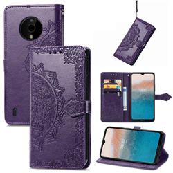 Embossing Imprint Mandala Flower Leather Wallet Case for Nokia C200 - Purple