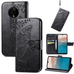 Embossing Mandala Flower Butterfly Leather Wallet Case for Nokia C200 - Black