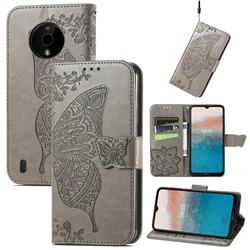 Embossing Mandala Flower Butterfly Leather Wallet Case for Nokia C200 - Gray
