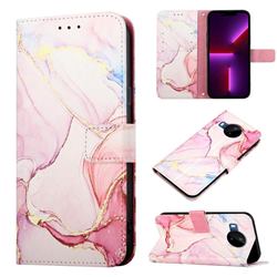 Rose Gold Marble Leather Wallet Protective Case for Nokia C20 Plus