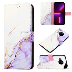 Purple White Marble Leather Wallet Protective Case for Nokia C20 Plus