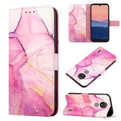 Pink Purple Marble Leather Wallet Protective Case for Nokia C21
