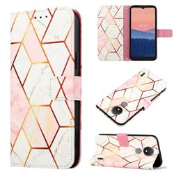 Pink White Marble Leather Wallet Protective Case for Nokia C21