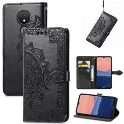 Embossing Imprint Mandala Flower Leather Wallet Case for Nokia C21 - Black