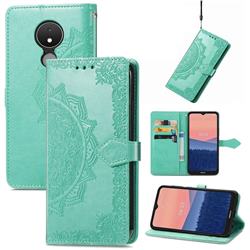 Embossing Imprint Mandala Flower Leather Wallet Case for Nokia C21 - Green