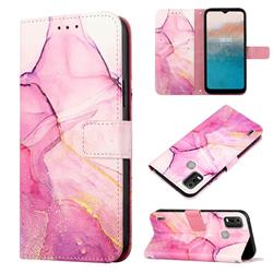 Pink Purple Marble Leather Wallet Protective Case for Nokia C21 Plus