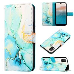 Green Illusion Marble Leather Wallet Protective Case for Nokia C21 Plus