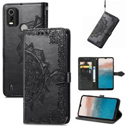 Embossing Imprint Mandala Flower Leather Wallet Case for Nokia C21 Plus - Black