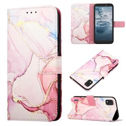Rose Gold Marble Leather Wallet Protective Case for Nokia C2 2nd Edition
