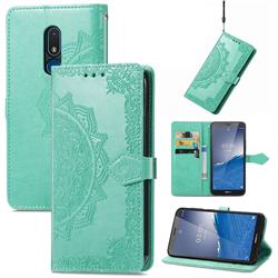 Embossing Imprint Mandala Flower Leather Wallet Case for Nokia C3 - Green