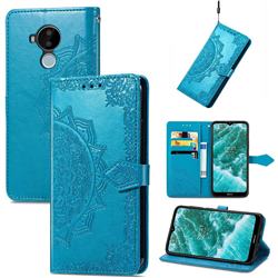 Embossing Imprint Mandala Flower Leather Wallet Case for Nokia C30 - Blue