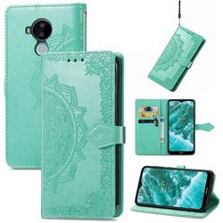 Embossing Imprint Mandala Flower Leather Wallet Case for Nokia C30 - Green