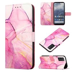 Pink Purple Marble Leather Wallet Protective Case for Nokia G100