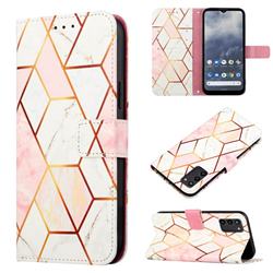 Pink White Marble Leather Wallet Protective Case for Nokia G100