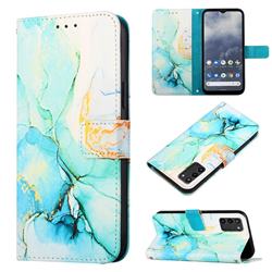 Green Illusion Marble Leather Wallet Protective Case for Nokia G100