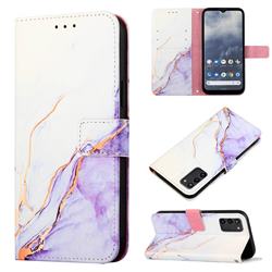 Purple White Marble Leather Wallet Protective Case for Nokia G100