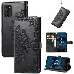 Embossing Imprint Mandala Flower Leather Wallet Case for Nokia G100 - Black