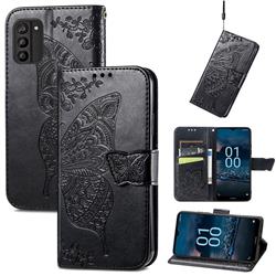 Embossing Mandala Flower Butterfly Leather Wallet Case for Nokia G100 - Black