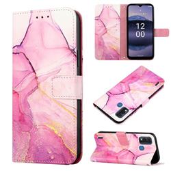 Pink Purple Marble Leather Wallet Protective Case for Nokia G11 Plus