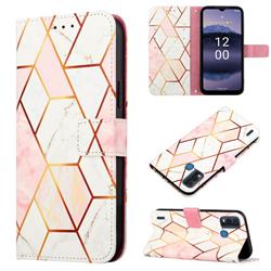 Pink White Marble Leather Wallet Protective Case for Nokia G11 Plus