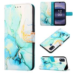 Green Illusion Marble Leather Wallet Protective Case for Nokia G11 Plus