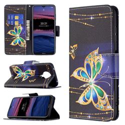 Golden Shining Butterfly Leather Wallet Case for Nokia G20