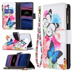 Vivid Flying Butterflies Binfen Color BF03 Retro Zipper Leather Wallet Phone Case for Nokia G20