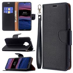 Classic Luxury Litchi Leather Phone Wallet Case for Nokia G20 - Black