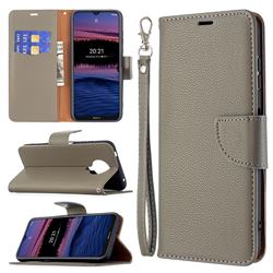Classic Luxury Litchi Leather Phone Wallet Case for Nokia G20 - Gray