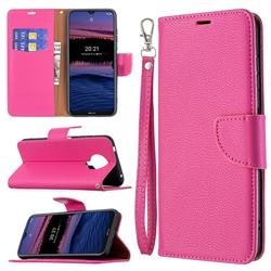 Classic Luxury Litchi Leather Phone Wallet Case for Nokia G20 - Rose