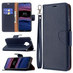 Classic Luxury Litchi Leather Phone Wallet Case for Nokia G20 - Blue