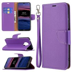 Classic Luxury Litchi Leather Phone Wallet Case for Nokia G20 - Purple