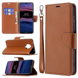 Classic Luxury Litchi Leather Phone Wallet Case for Nokia G20 - Brown