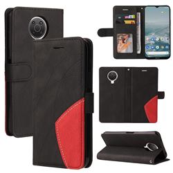 Luxury Two-color Stitching Leather Wallet Case Cover for Nokia G20 - Black
