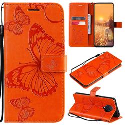 Embossing 3D Butterfly Leather Wallet Case for Nokia G20 - Orange