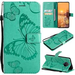 Embossing 3D Butterfly Leather Wallet Case for Nokia G20 - Green