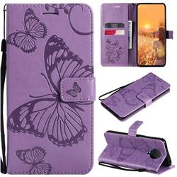 Embossing 3D Butterfly Leather Wallet Case for Nokia G20 - Purple