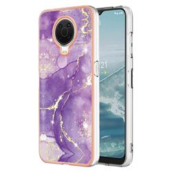 Fashion Purple Electroplated Gold Frame 2.0 Thickness Plating Marble IMD Soft Back Cover for Nokia G20