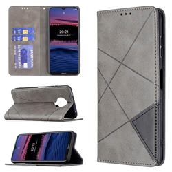 Prismatic Slim Magnetic Sucking Stitching Wallet Flip Cover for Nokia G20 - Gray
