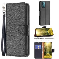 Classic Luxury Litchi Leather Phone Wallet Case for Nokia G21 - Black