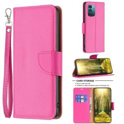 Classic Luxury Litchi Leather Phone Wallet Case for Nokia G21 - Rose