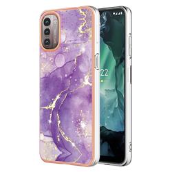 Fashion Purple Electroplated Gold Frame 2.0 Thickness Plating Marble IMD Soft Back Cover for Nokia G21