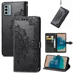 Embossing Imprint Mandala Flower Leather Wallet Case for Nokia G22 - Black