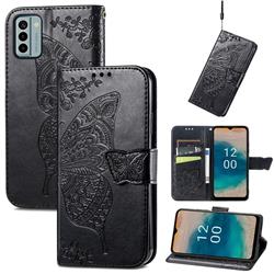 Embossing Mandala Flower Butterfly Leather Wallet Case for Nokia G22 - Black