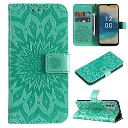 Embossing Sunflower Leather Wallet Case for Nokia G22 - Green