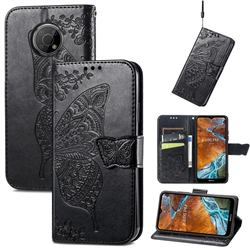 Embossing Mandala Flower Butterfly Leather Wallet Case for Nokia G300 - Black