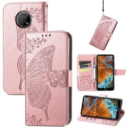 Embossing Mandala Flower Butterfly Leather Wallet Case for Nokia G300 - Rose Gold