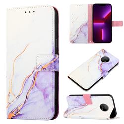Purple White Marble Leather Wallet Protective Case for Nokia G300